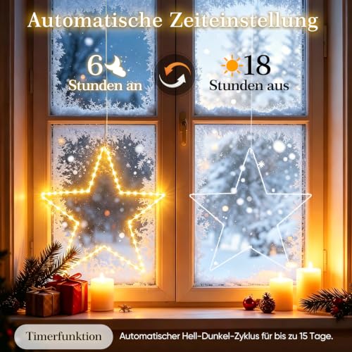 ELKTRY 50cm Groß Weihnachtsstern Beleuchtet, Stern Fenster mit 140 LEDs – Ansicht 3