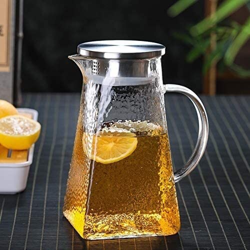 Tetera de vidrio, 1 pieza de botella de agua con mango, hervidor de agua, tetera de vidrio con corcho, jarra de jugo de vidrio grueso, jarra de té for uso doméstico (color: 27X14X14CM) (Color: 1200ml)