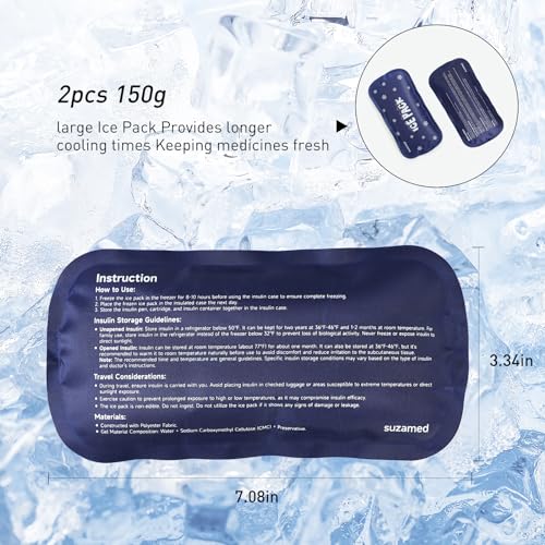 insulin cooler travel case double layer medicine kit diabetes travel case portable medicine organizer with 2pack 150g ice pack tsa approved for insulin pens diabetic supplies black