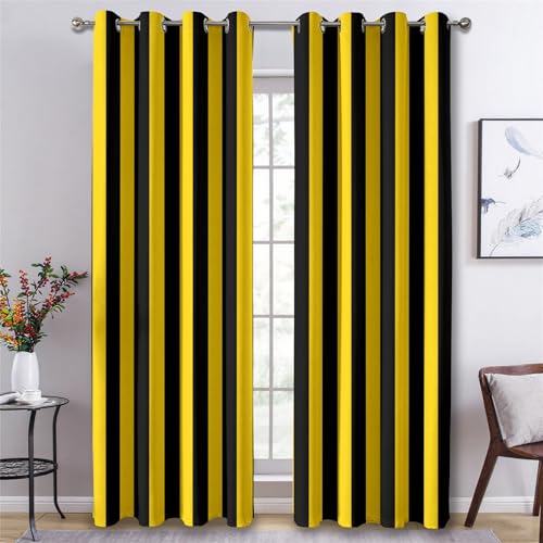 Cortinas a rayas verticales decorativas para un dormitorio moderno 3