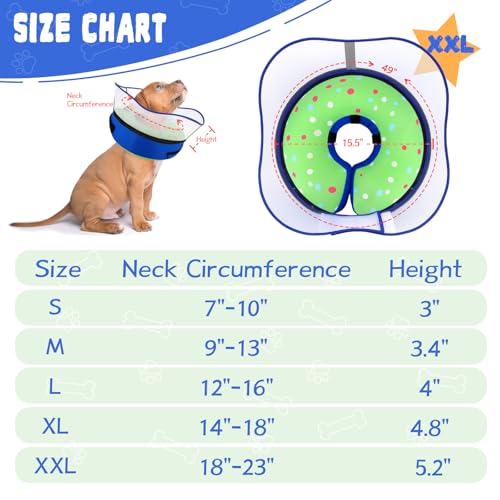Image of Elevated Inflatable Dog Cone Collar Alternative After Surgery, Dog Donut Collar, Soft Pet Cone to Stop Licking for Small Medium Large Dogs