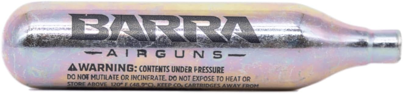 Barra Airguns 12 Gram CO2 Cartridges, Unthreaded, Compatible for Use with Air Guns, Air Pistols, Airsoft Guns, and Air Rifles, Paintball Gun Accessories, Easy to Install, Brass-Colored Finish