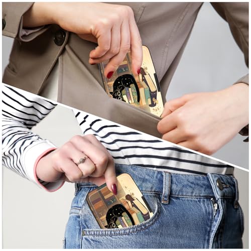 Image of Credit Card Holder, Mini Aluminum Card Wallet RFID Blocking Slim Metal Hard Card Case for Women Men, Glasses Cat