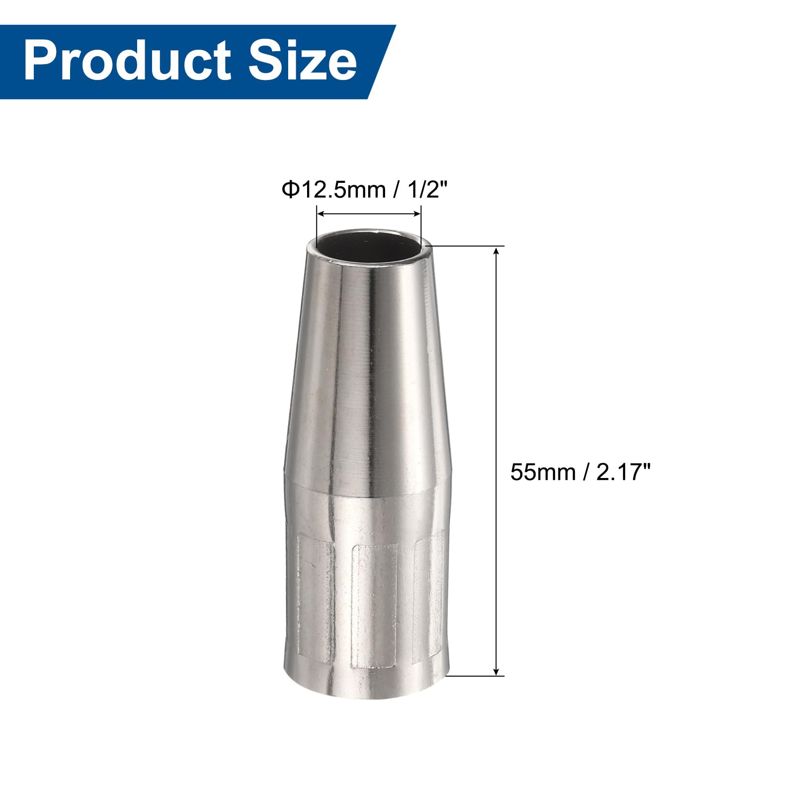 QUARKZMAN 5 Piezas Boquilla Pistola Soldadura Mig 1/2" Orificio KP3075-1-50F Boquilla Pistola Soldadura Gas Cobre Niquelado Accesorio Pistola Soldadura Para PRO 100L/175L Pistola Mig