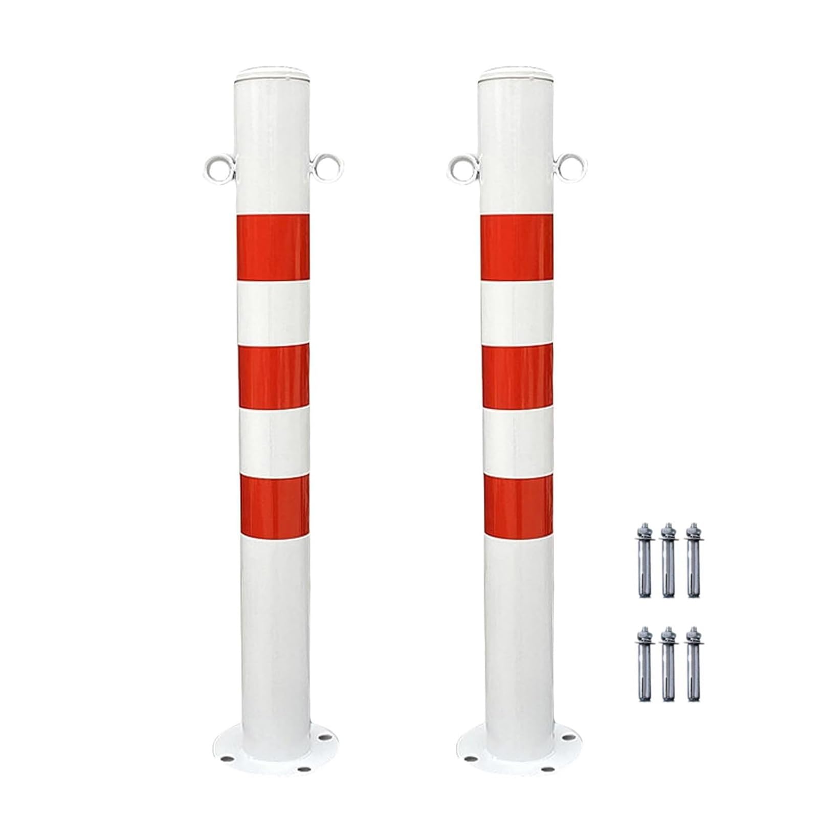 GHHVFEC HeavyDuty Steel Bollard Posts for Traffic Control Rustproof & Waterproof Safe Driveway Barriers (2pcs) Durable Security Poles for Parking Lots & Road Safety