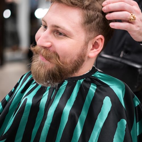 SOIMISS Capa Impermeable de Satén para Peluquería Tamaño Grande Patrón de Rayas Verde Capa para Corte de Cabello Suministros para Salón y Barbero miniatura 7