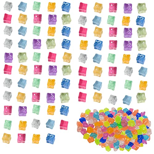 BOSOIRSOU 94+300 pcs Fake Acrylic Cubes and Plastic Jewels Gems, Luminous Fake Diamond Crystals Square Crushed Ice Rock Ice Cubes for Table Scatters Decoration Wedding Display Vase Fillers