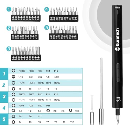 DURATECH Elektrische Schroevendraaierset, 50 Bits, Precisie Accuschroevendraaier, 3,6 V, met Ledlicht, voor Fijnmonteurs, Horloges, Laptops, Brillen, Speelgoed, Cadeaus voor Knutselaars - Afbeelding 6
