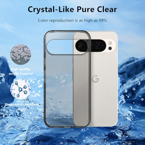 Image of VONZEE Compatible with Google Pixel 10 /10 Pro Back Cover Case Clear,[ Anti Yellow ][Military Grade Protection] Hard PC Back Cover Transparent-Black