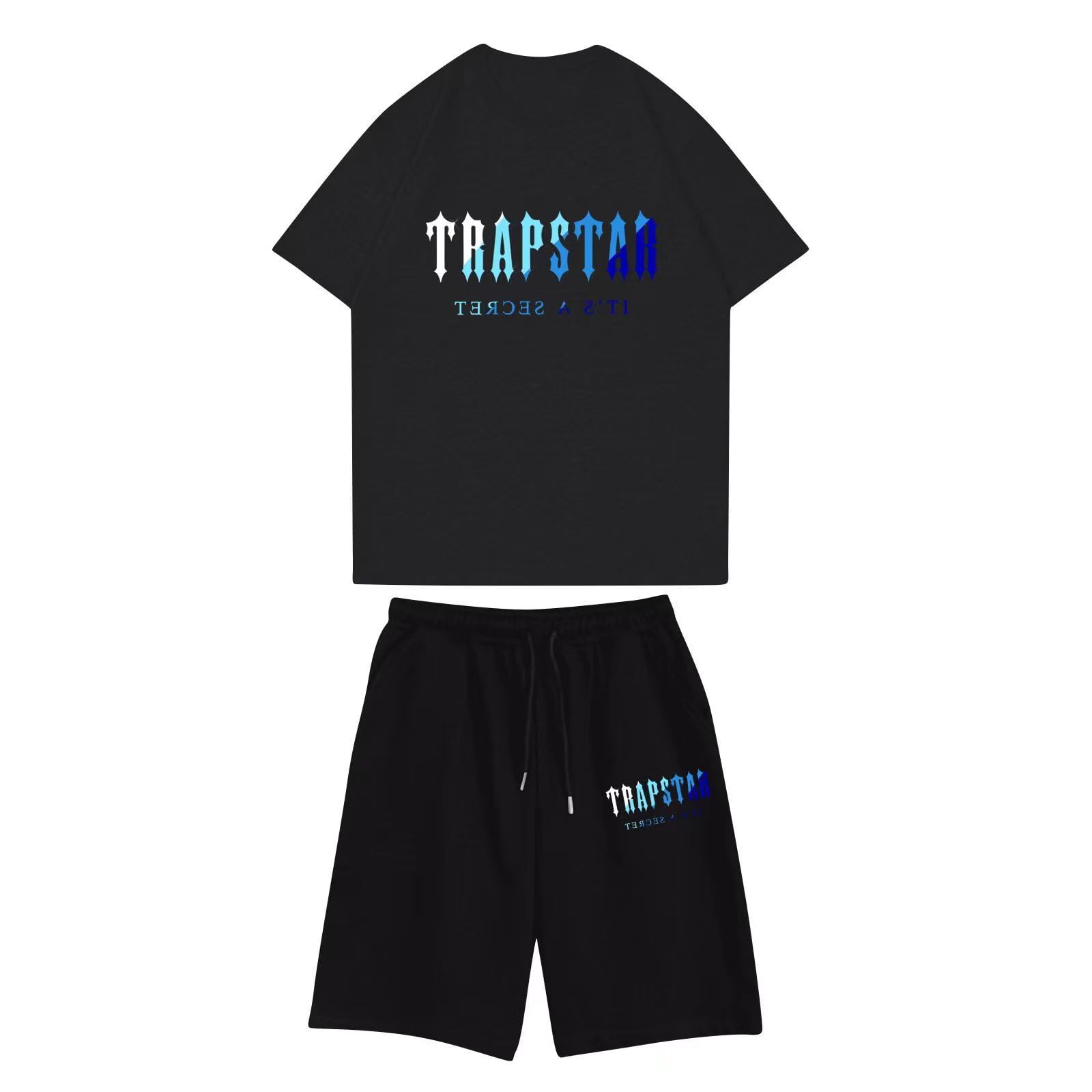 XUEQINGDE 2 Piezas Chándal Trapstar para Hombre,Trapstar London Shooters Chandal Hombre y Mujeres Camiseta Trapstar de Manga Corta con Pantalones Cortos Trapstar London Conjunto de Ropa Informal