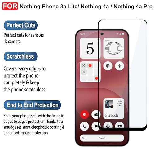 Image of CEDO Tempered Glass for Nothing Phone 3a Lite / Nothing Phone 4a / Nothing Phone 4a Pro | Screen Protector Full HD Quality Tempered Glass Anti-Scratch Edge to Edge Coverage with Easy Installation Kit (Black)