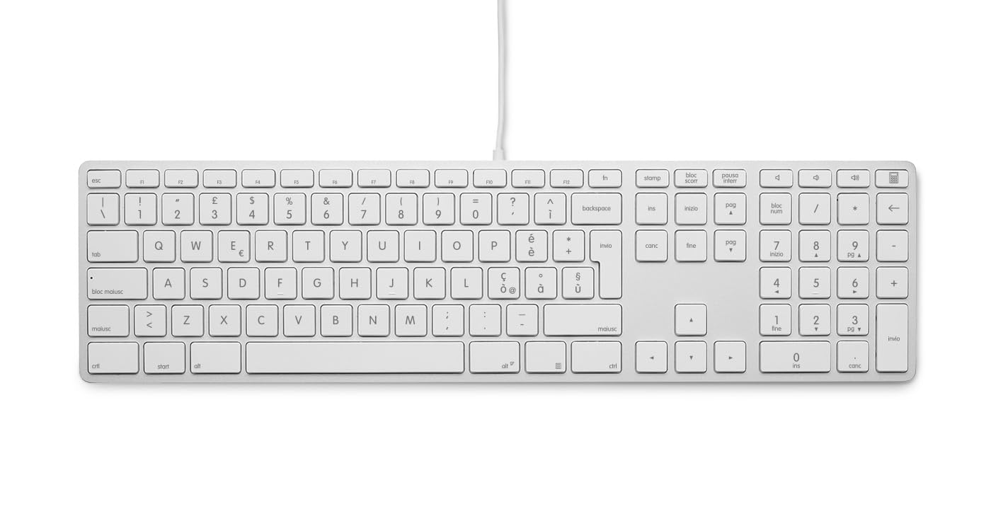 LMP Tastiera USB con Tastierino Numerico per Windows, Layout Italiano ISO, 110 Tasti, Alluminio Argento, Compatibile con PC, Tasti Incisi al Laser, Design Elegante, Plug & Play