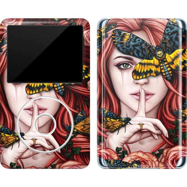 Skinit Decal MP3 Player Skin Compatible with iPod Classic (6th Gen) 80GB - Originally Designed Gothic Woman and Death Moth Butterflies by Sarah Richter Design