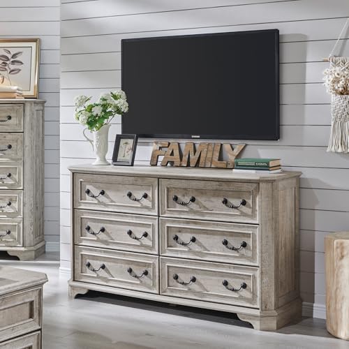 T4TREAM Farmhouse 6 Drawers Dresser for Bedroom, 54