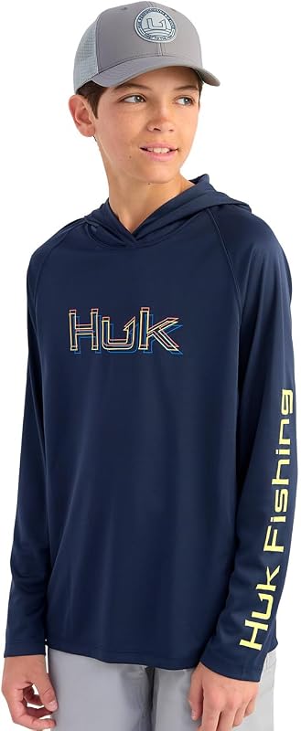 pursuit Long Sleeve Graphic Hoodie para niño, ligera, protección solar superior, camisa de pesca de secado rápido