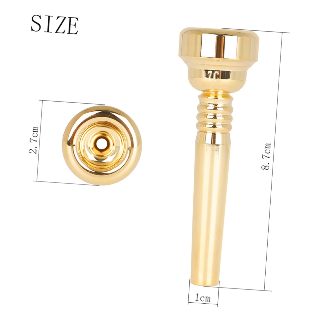 NULYLU 17c Gold Plated Trumpet Mouthpiece Trumpet Mute Straight Beginner for French Horn