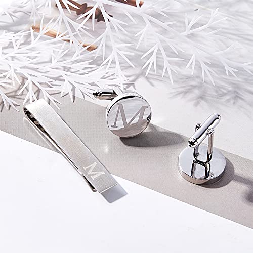 GORGECRAFT Klassieke Manchetknopen voor Mannen Tie Clips en Manchetknopen Sets voor Mannen Alfabet Initiële Letter Manchetknopen voor Formele Zakelijke Bruiloft,M - Image 6