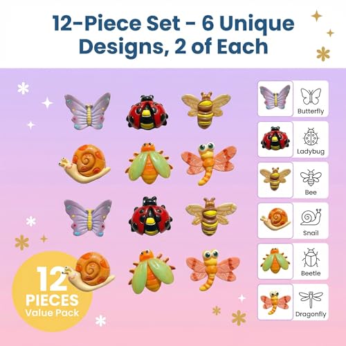 Juego de 12 imanes decorativos de insectos 3D para refrigerador miniatura 4
