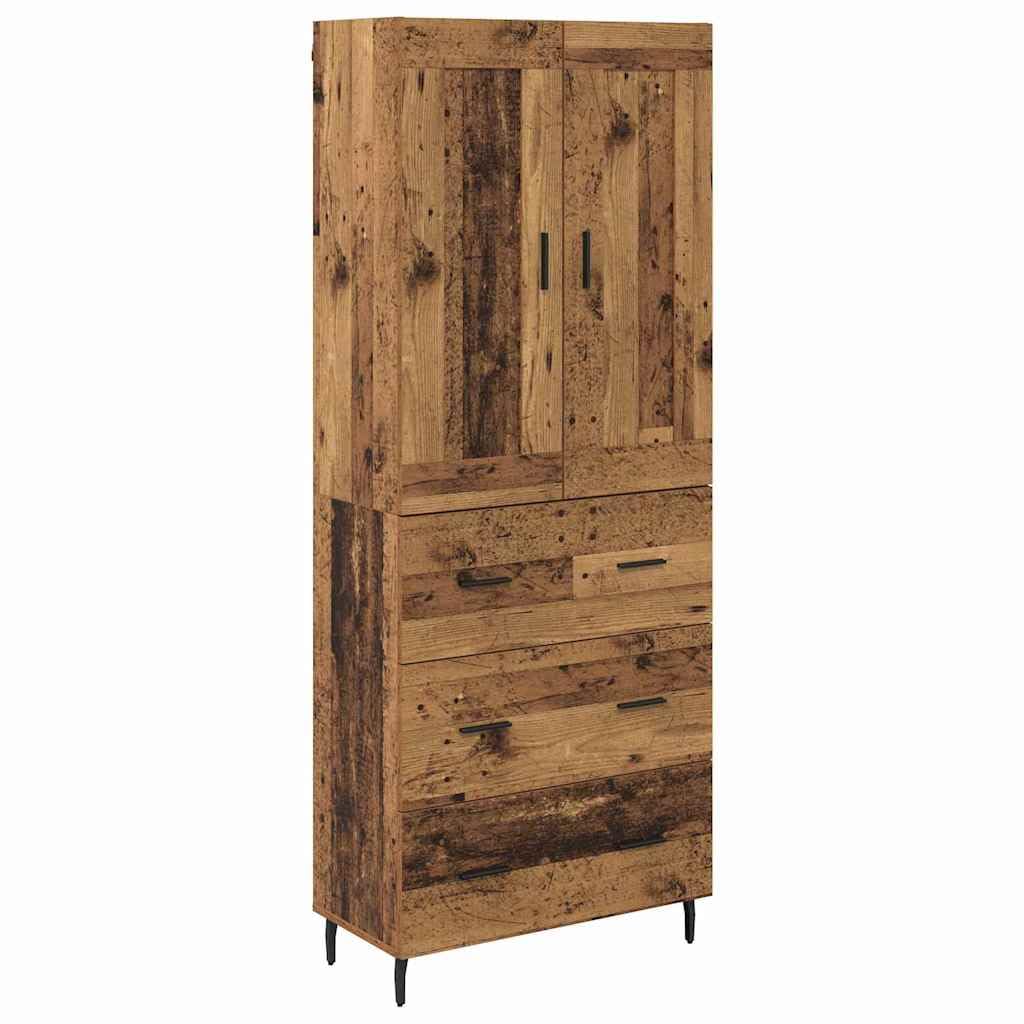 vidaXL Highboard with Drawer 2 pcs Old Wood Engineered Wood and Glass, Stylish Furniture, Rectangular Highboard, Modern Storage Solution, Functional Sideboard, Indoor Fixture, Dining Room Accent
