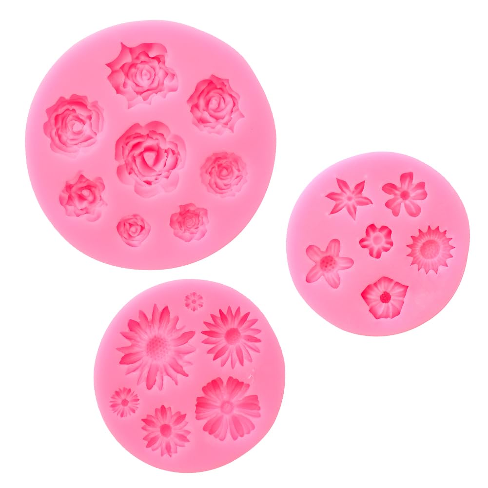 Stampi In Silicone Per Fiori Di Rose - Set Da 3 Per Dolci, Cioccolato E Saponi - Foto 5
