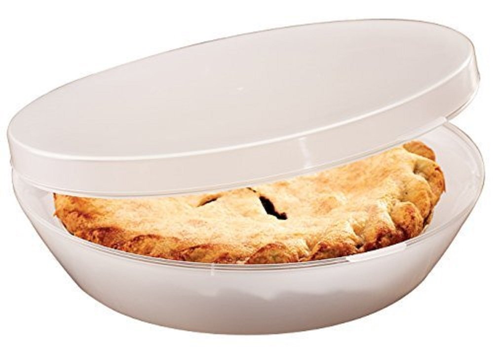 Miles Kimball Classic White Medium Pie Keeper - Hinged Lid, 11 Inches, Plastic, Dishwasher & Microwave Safe