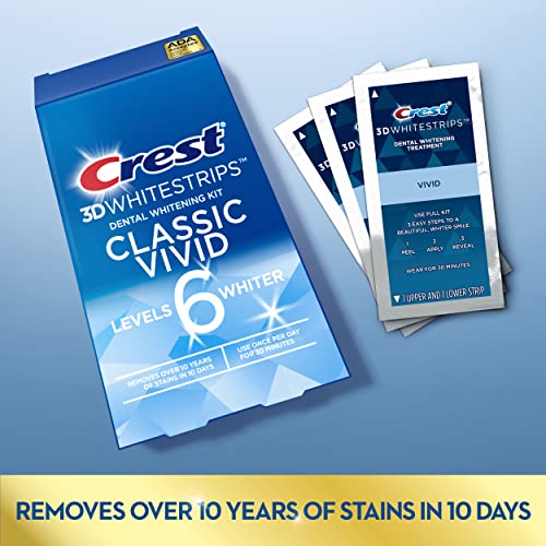 Crest 3D Whitestrips, Classic Vivid, Teeth Whitening Strip Kit, 20 Strips (10 Count Pack) #TOP3