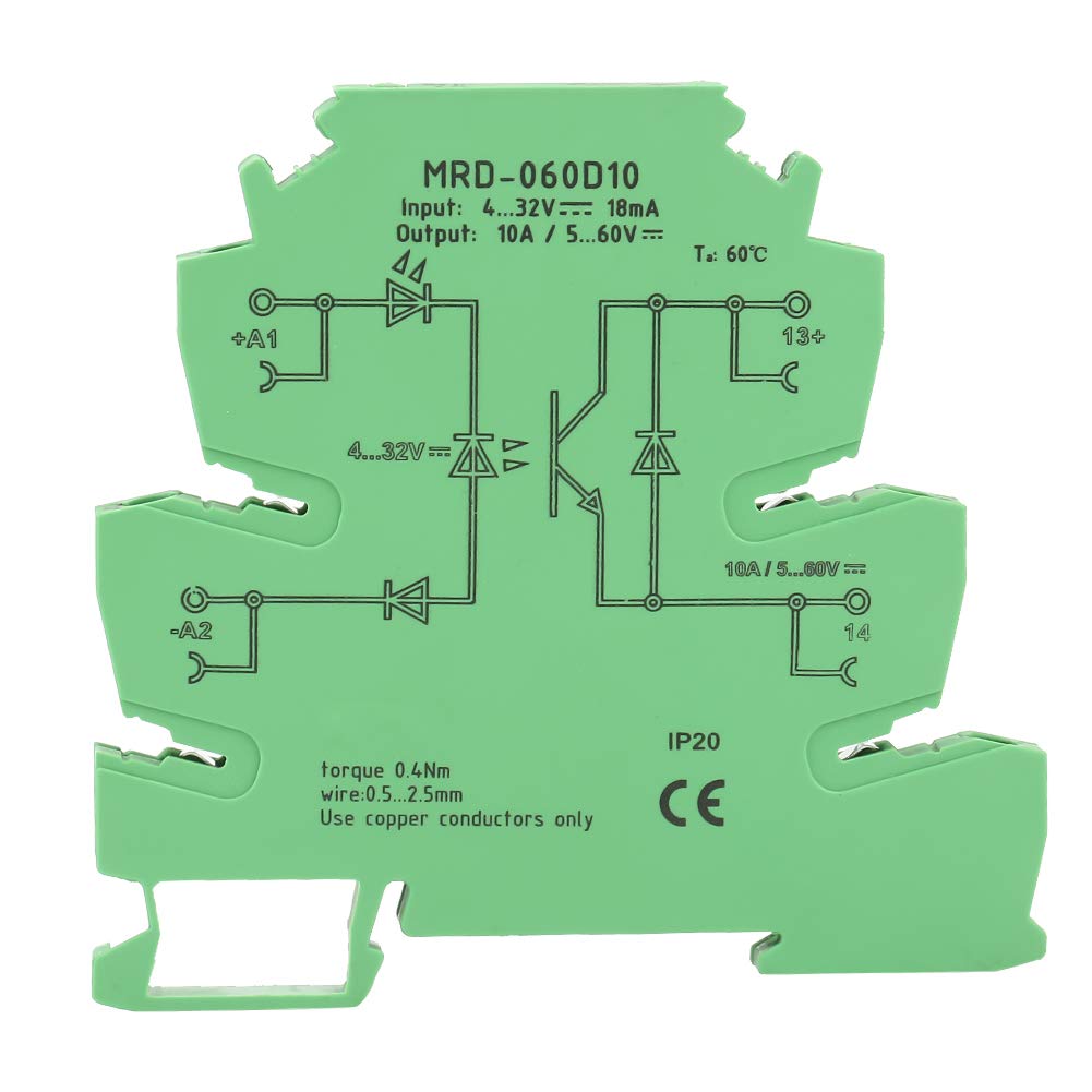 Solid State Relay Module,PLC Interface Relay,Ultra-Thin PLC Relay Power Board,Input 4-32V DC,Output 5-60V DC10A,with LED indicator