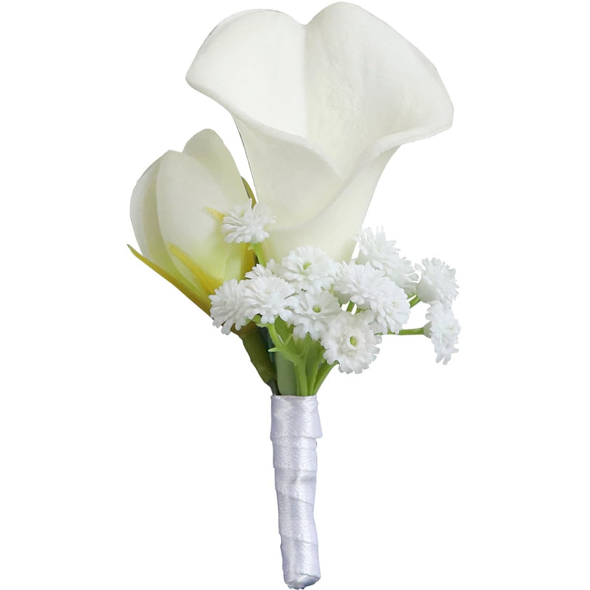 S_SSOY Artificial White Calla Lily Boutonniere for Wedding Groom Best Man Bride Bridesmaid Corsage Suit for Wedding Party Prom Event Ceremony