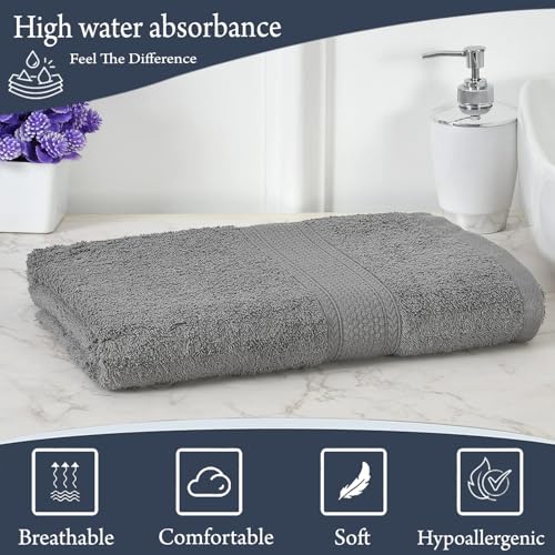 Image of FRESH FROM LOOM Luxury Edition 500 GSM Egyptian 100% Pure Cotton Towel | Soft Dual Stitched Bath Towel for Men & Women | No Hand Touch Production (27x54 inch | Charcoal Grey)-1pc