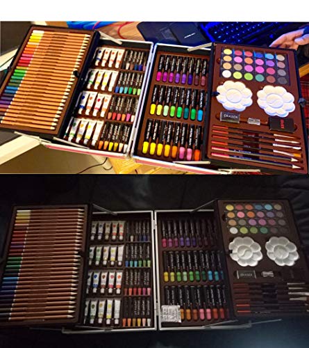 H & B Deluxe Art Set 145-Piece 2 Layers, Kids Art Supplies for Drawing, Painting, Portable Aluminum Case Art Kit for Kids, Teens, Adults Great Gift for Beginner and Serious Artists, Yellow - Thumbnail 6