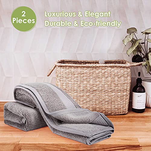 Canfoison Bamboo Hand Towel For Face And Body, 2 Pack Light Gray Bathroom Hand Towel Set For Adult Kids Baby Luxury Super Soft Highly Absorbent Bathroom Towels 18" X 30" #TOP5