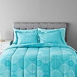 Amazon Basics 7-Piece Lightweight Microfiber Bed-In-A-Bag Comforter Bedding Set - Full/Queen,...