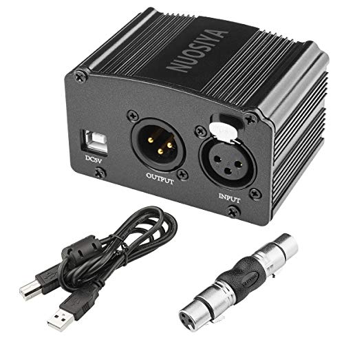 NUOSIYA 1-Channel 48V Phantom Power Supply with 6 feet USB Cable, XLR Adapter