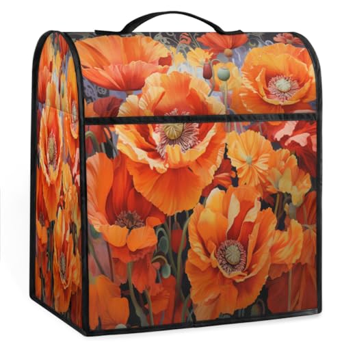 Coffee Maker Cover Watercolor Poppy Flower Kitchen Appliance Covers Small Appliance Covers Blender Cover Juicer Cover Dust Covers for Kitchen Appliances with Top Handle and Pockets,Washable,C735
