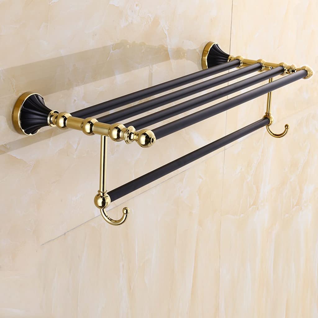 GLETSF Light Black And Gold Towel Rack, Non-Full Copper European Towel Holder, Bathroom Rack, Bathroom Hardware/Towel Rack
