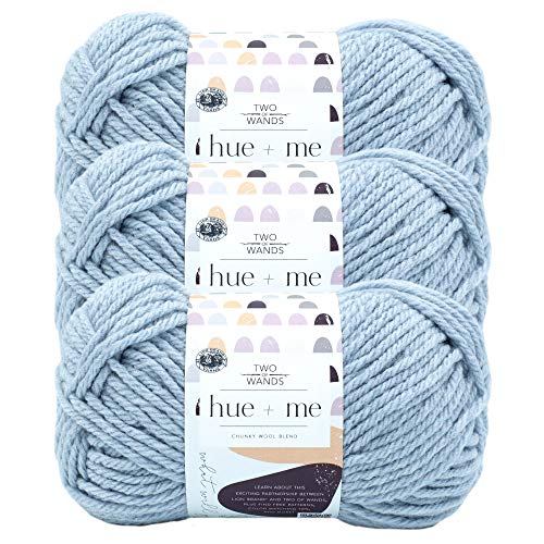 Image of Lion Brand Yarn, Hue + Me Chunky Yarn for Crocheting, Knitting, and Crafts, Ozone, 3 Pack