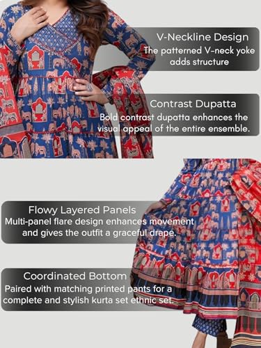 Image of GRECIILOOKS Women's Regular Fit Kurta Sets| Kurti Set | 3 Piece Kurta Pant Dupatta Set's | Elegant Suit| Dupatta | Party Outfit Traditional Dress for Woman | Comfortable Outfit for Office, Casual & Daily Use