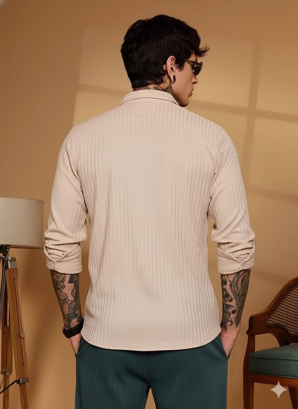 Image of DEELMO Men's Regular Fit Solid Soft Touch Textured Shirt || Casual, Formal and Bussiness Wear || (Available in Plus Size)