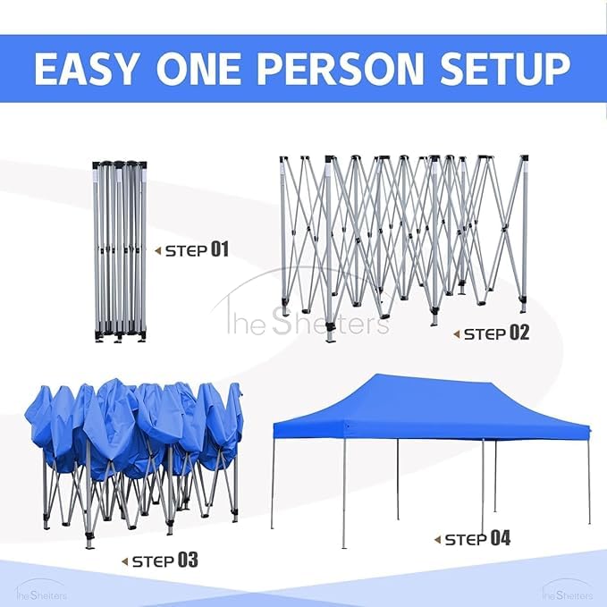 Image of 10x20 Gazebo Canopy Tent Heavy Duty Waterproof Garden Gazebo with 3 Plain Side Walls for Events, Party, Wedding, Terrace & Lawn | Strong Metal Frame