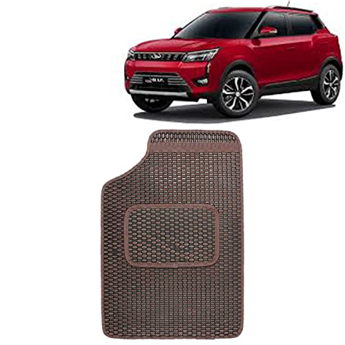 Image of Kingsway Dotted Design Car Floor Foot Mats Universal Fit for Mahindra TUV 300, Model Year : 2015 Onwards, Water and Dustproof, Color Brown, Set of 5 Pieces