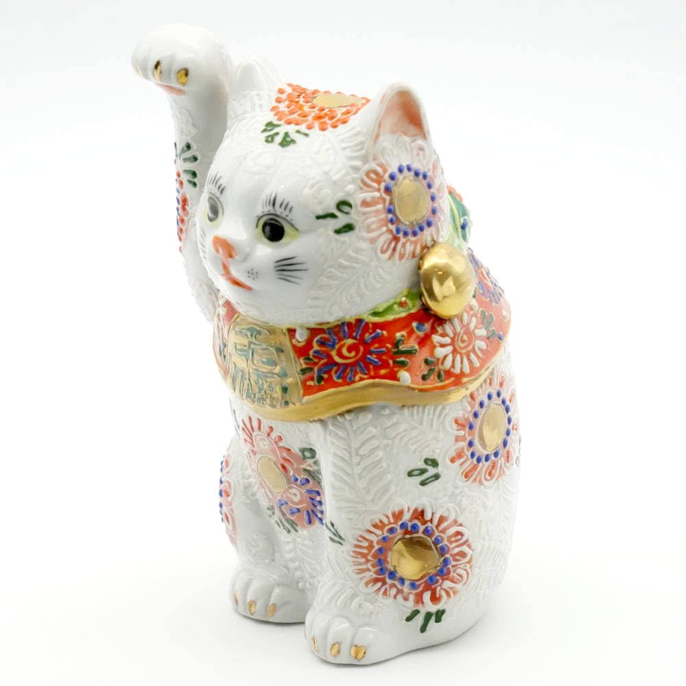 九谷焼　招き猫　左手 願いが叶う】【金運UP】【九谷焼】招き猫 左手 黄色 4号 縁起物