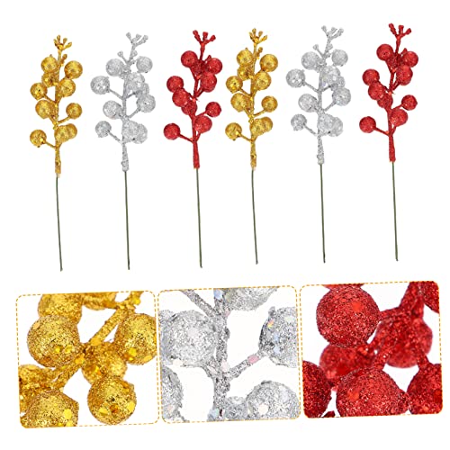 Toddmomy 24 Peças Decorações De Natal Artificiais Adornos De Frutas Para Artificiais Para Ramos De B