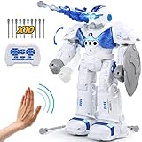 O WOWZON Upgraded Rc Robot Toys Rechargeable Intelligent Programmable Remote Control Educational New Robots 2.4GHz Gesture SensingWalking Dancing Shooting Age 6 7 8 9 10 Year Old Kids Boys Girls Gift