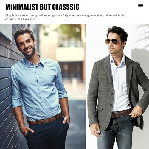 FIORETTO Men's Genuine Leather Belts, Double Stitched Dress Belts, Fashion & Classic Designs for Work Business and Casual4