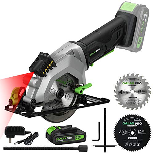 GALAX PRO 20V 4-1/2" Cordless Circular Saw with Laser Guide, Rip Guide, 2
