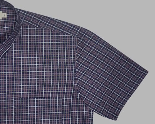 Image of GHPC 100% Cotton Checkered Half Sleeves Regular Fit Formal Shirt for Men