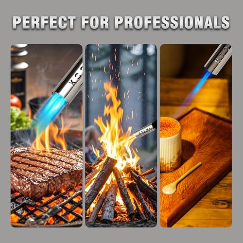 Image of Propane Torch Head,Powerful 4-Flame Blow Torch Head Trigger Start Propane Torch with Igniter MAPP Gas Torch Kit Grill Gun on 1-lb Propane Tank Holder for Soldering Welding Brazing Cooking
