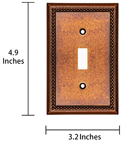 Cover Star Raised Pearls Decorative Wall Plate Switch Plate Outlet Cover (Single Toggle, 2 Pack, Sponged Copper) #TOP1