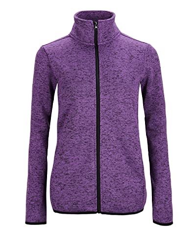 Image of Dolcevida Women's Long Sleeve Sweater Fleece Zip Up Speckled Jacket with Pockets