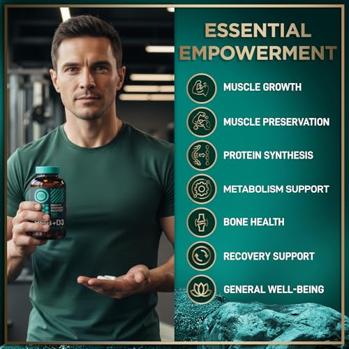 Image of HMB and Vitamin D3 Supplement Capsules - B-Hydroxy B-Methylbutyrate 1,000-3,000 MG HMB Supplements with Vitamin D3 - Muscle Growth, Strength, Performance, Pre-Workout, Muscle Recovery - 360 Caps